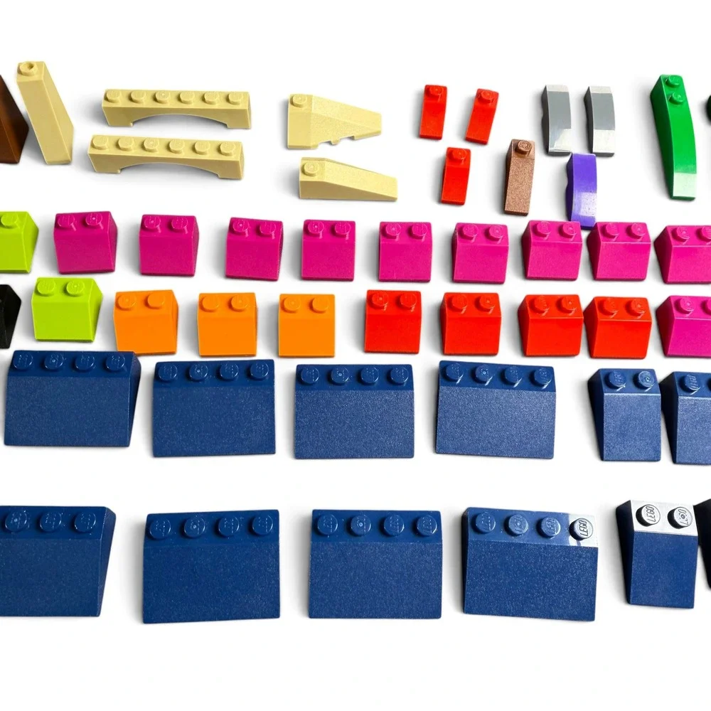 LEGO Mixed Slopes and Specialty Bricks Lot Blue Pink Green Orange 50+ Pieces